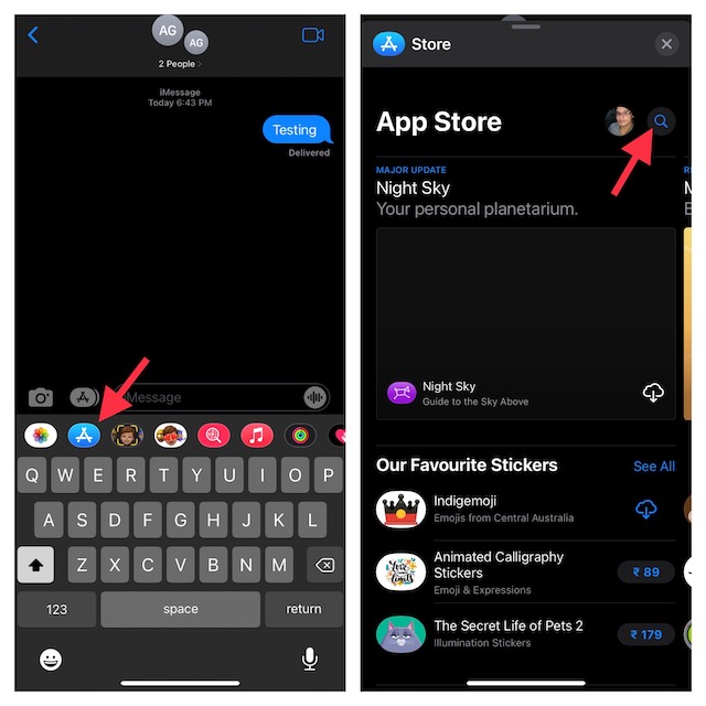 Open iMessage App Store 