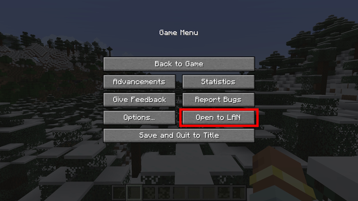 Pause menu on the Java edition of Minecraft
