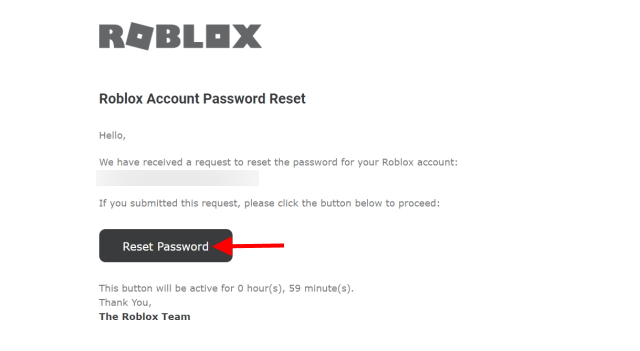 click on the reset password button in your email