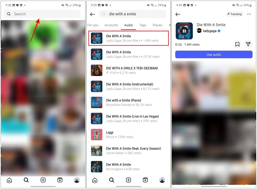 Search Instagram Watch History with Audio