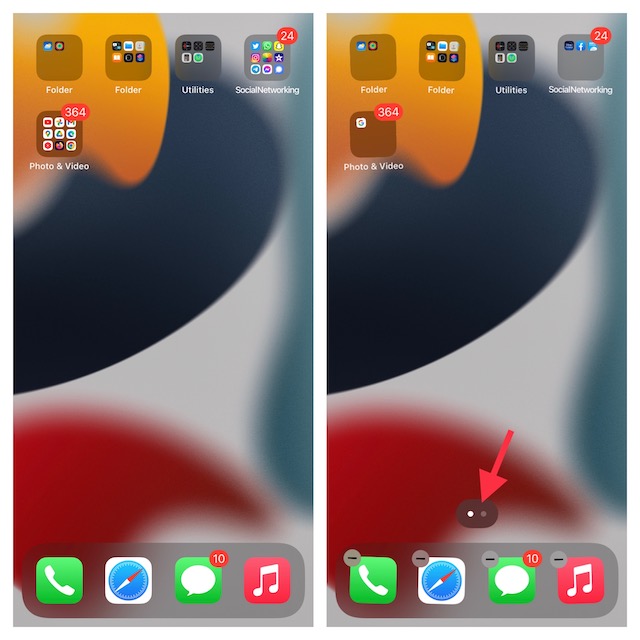 Tap dots on home screen on iOS