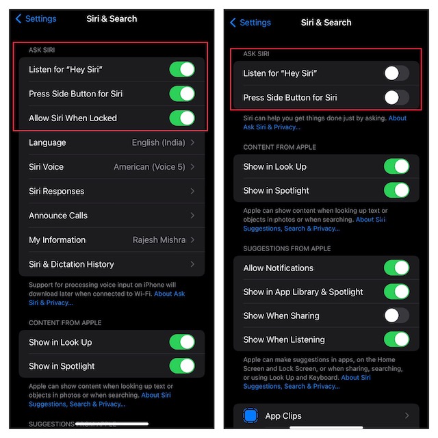 Turn off or on Siri on iPhone or iPad 