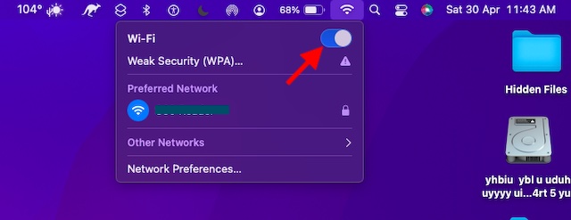 Turn on WiFi on Mac 