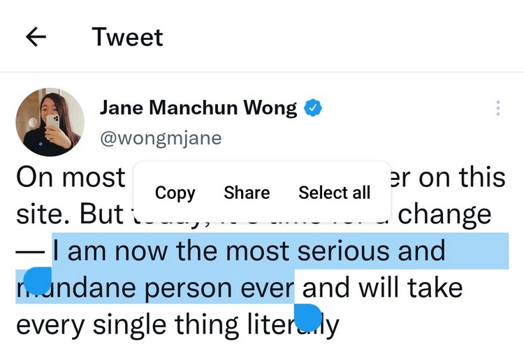 Twitter’s Android App May Finally Let You Select and Copy Tweets