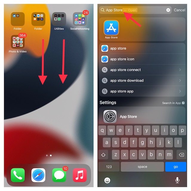 Use Spotlight to find App Store on iPhone or iPad
