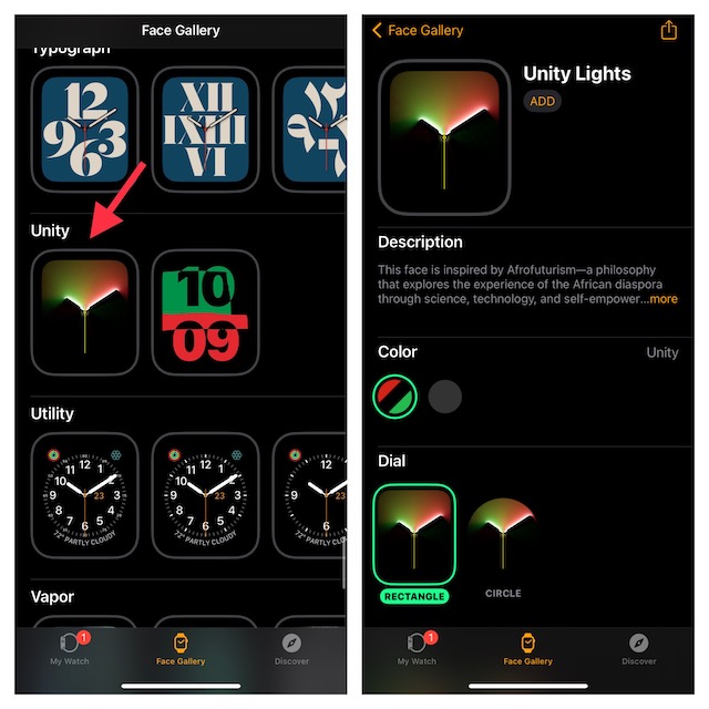 Use Unity Lights watch face