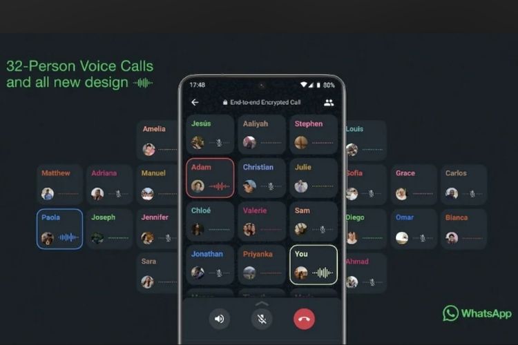 WhatsApp group voice call 32 people on iOS