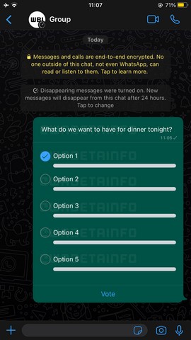 Veja como o recurso de enquetes do WhatsApp funcionará em bate-papos em grupo 1 UI de pesquisas de grupo do WhatsApp na versão beta do iOS