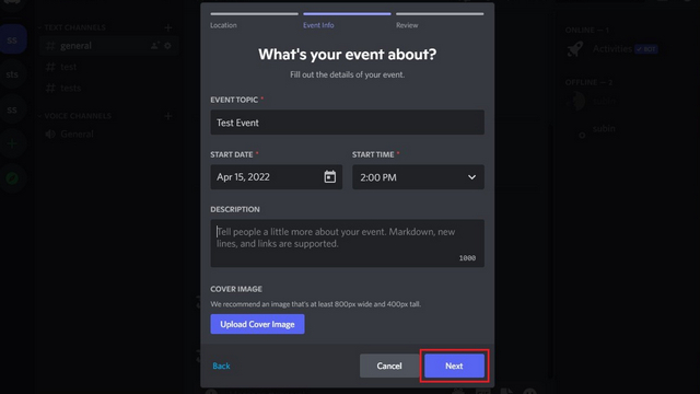 Scheduled Events – Discord