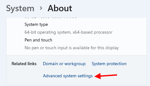 advanced system settings - Windows 11 lite