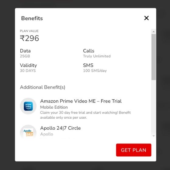 airtel rs 296 prepaid plan launched