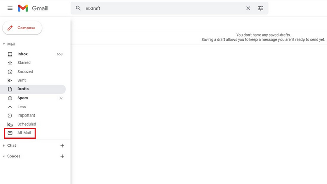 lihat semua email untuk menemukan email yang diarsipkan di Gmail