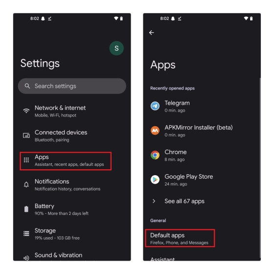 change default apps settings