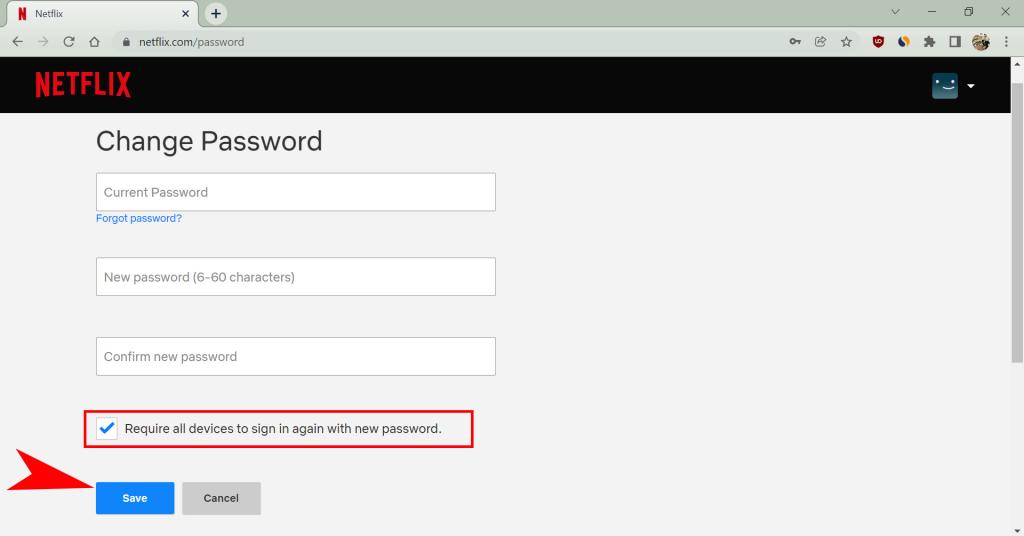 change netflix account password