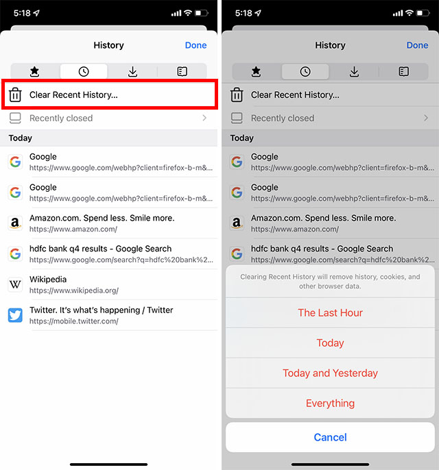 Clear history in firefox iphone