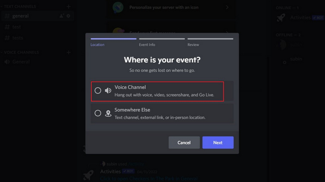 create voice channel event