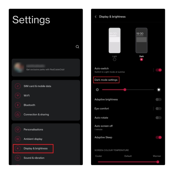 dark mode settings nord 2