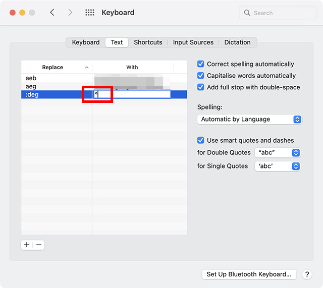 mac keystroke for degree symbol