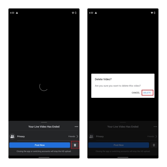 fb canlı videoyu sil