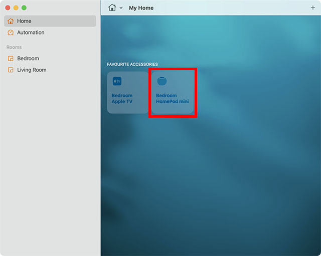 double click homepod mini icon home app mac