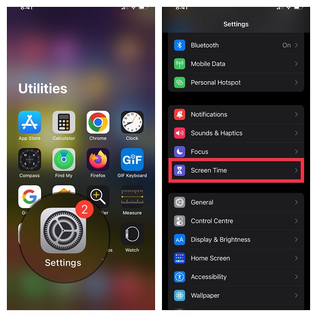 go to Settings app and choose Screen Time