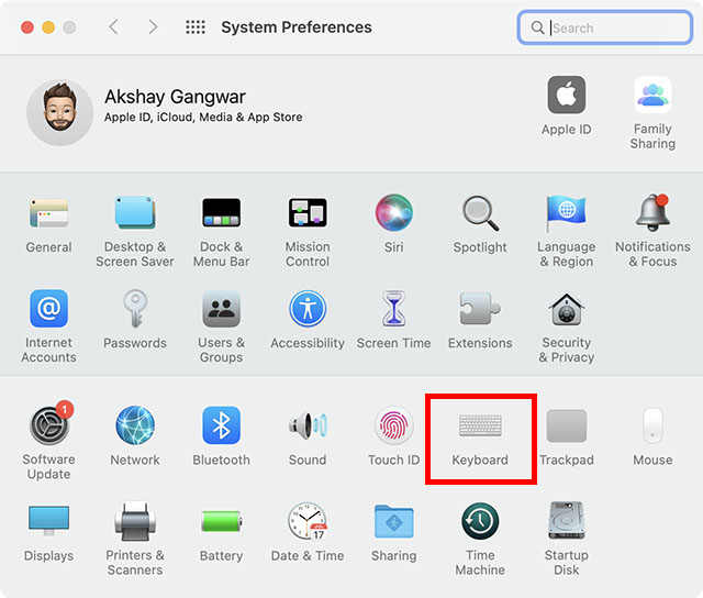 keyboard preferences in the mac settings app