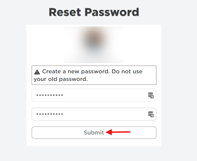 create a new password for Roblox login