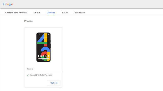 opt in to android 13 beta program