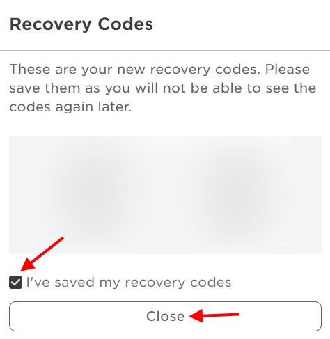 save your Roblox recovery codes
