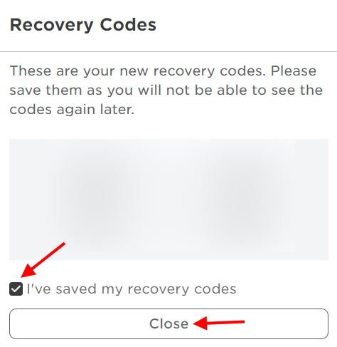 save your Roblox recovery codes