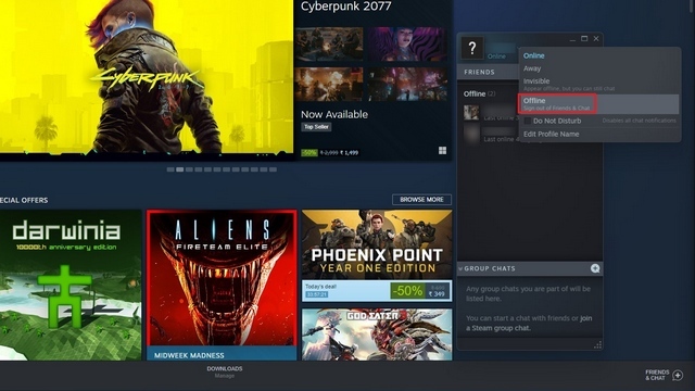 How to Set your Steam Status to Offline Mode