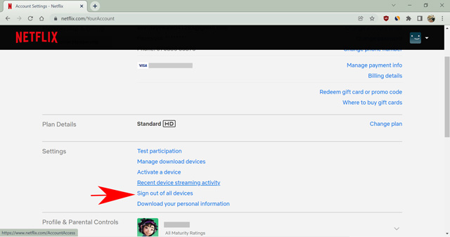 sign out of all devices on netflix