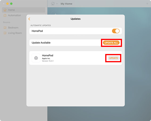 Homepod Mini Manuell Mac Home App Aktualisieren