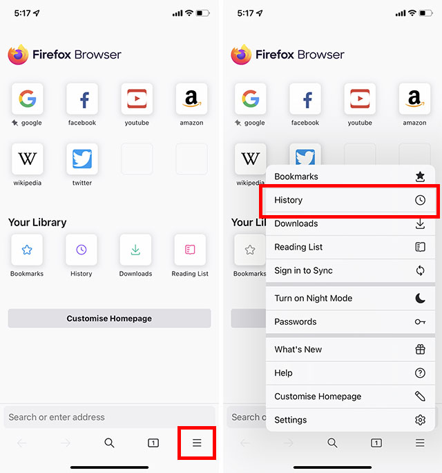 Verlauf Im Firefox-Browser Iphone Anzeigen