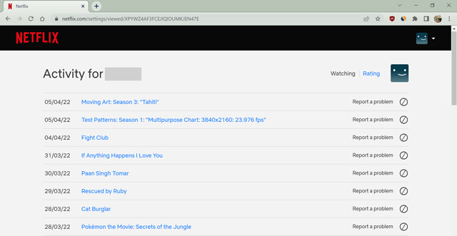 viewing activity on netflix