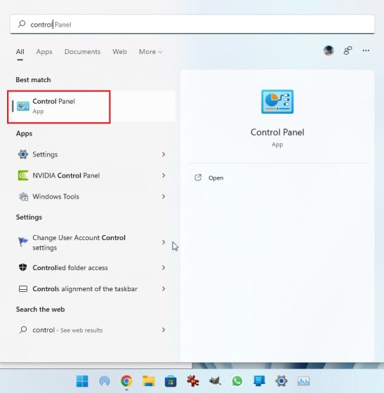 Open the Control Panel in Windows 11 (2022)