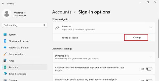 Change Your Password in Windows 11 (2022)