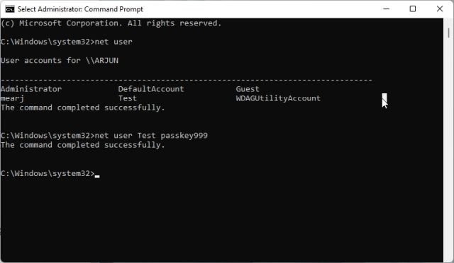 5. Change Password in Windows 11 Without Knowing the Current Password (Through Command Prompt)