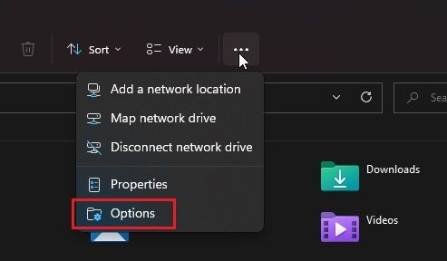 Modify File Explorer Options