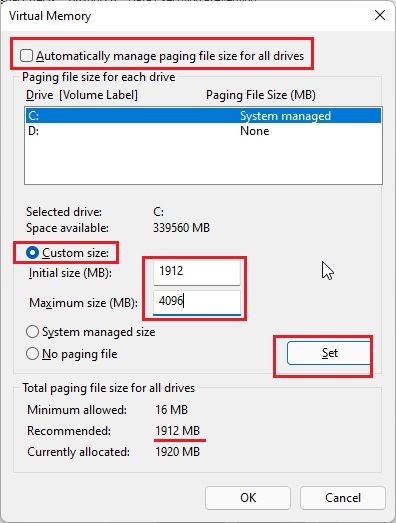 Increase Virtual Memory in windows 11