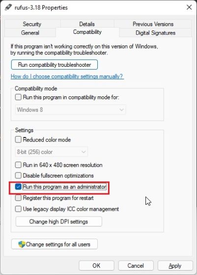 Run Apps With Admin Permission in Compatibility Mode