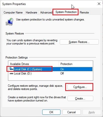Create a System Restore Point in Windows 11