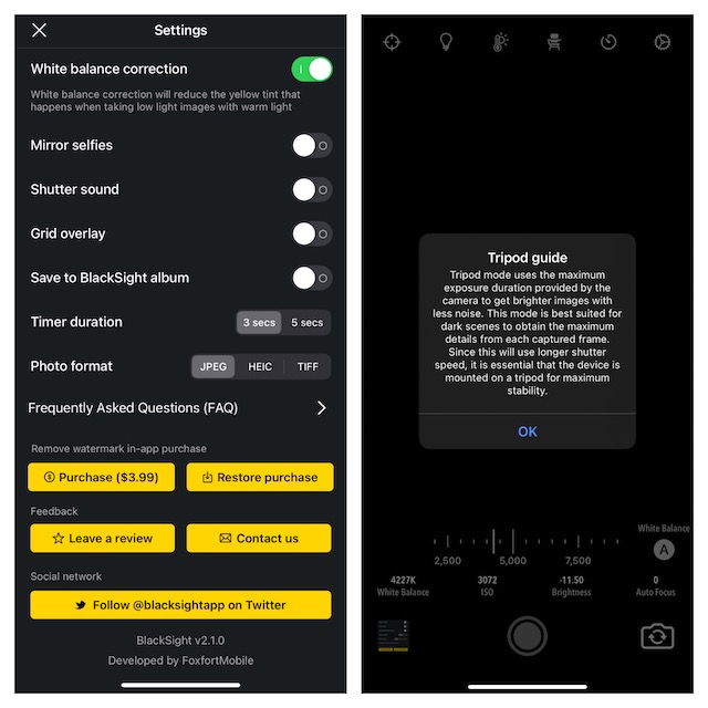 แอพกล้อง Blacksight สำหรับ iOS