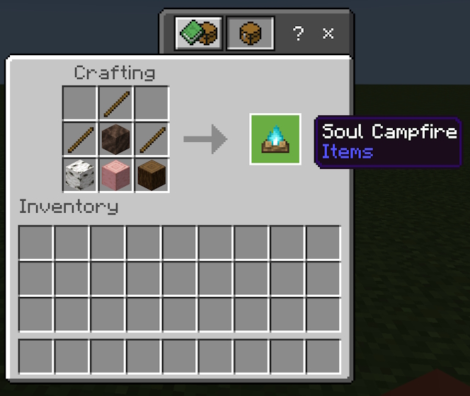 Soul campfire crafting recipe in Minecraft