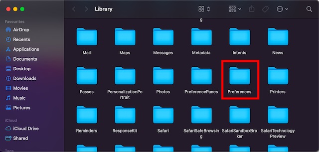 Wählen Sie Den Ordner „Präferenzen“ Auf Dem Mac