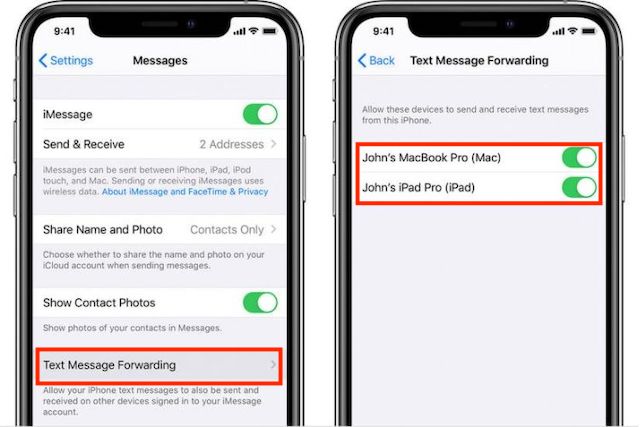 Disable text message forwarding on iPhone