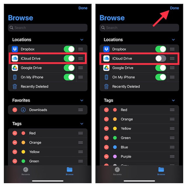 Disable iCloud Drive on iPhone 