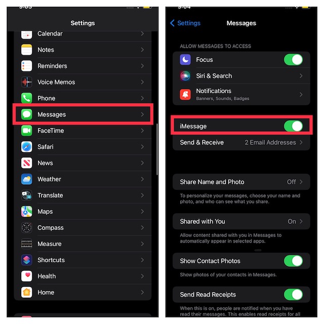 Disable/Enable iMessage