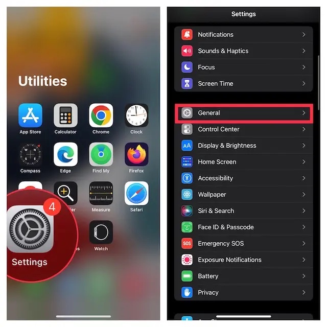 General in iOS settings 