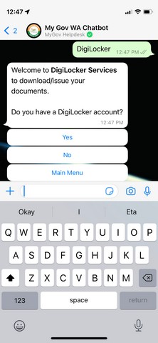 chatbot digilocker mygov no whatsapp